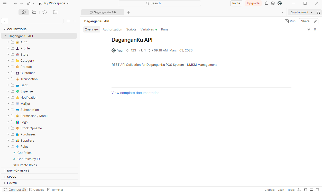 RESTful API Gateway (Daganganku) preview