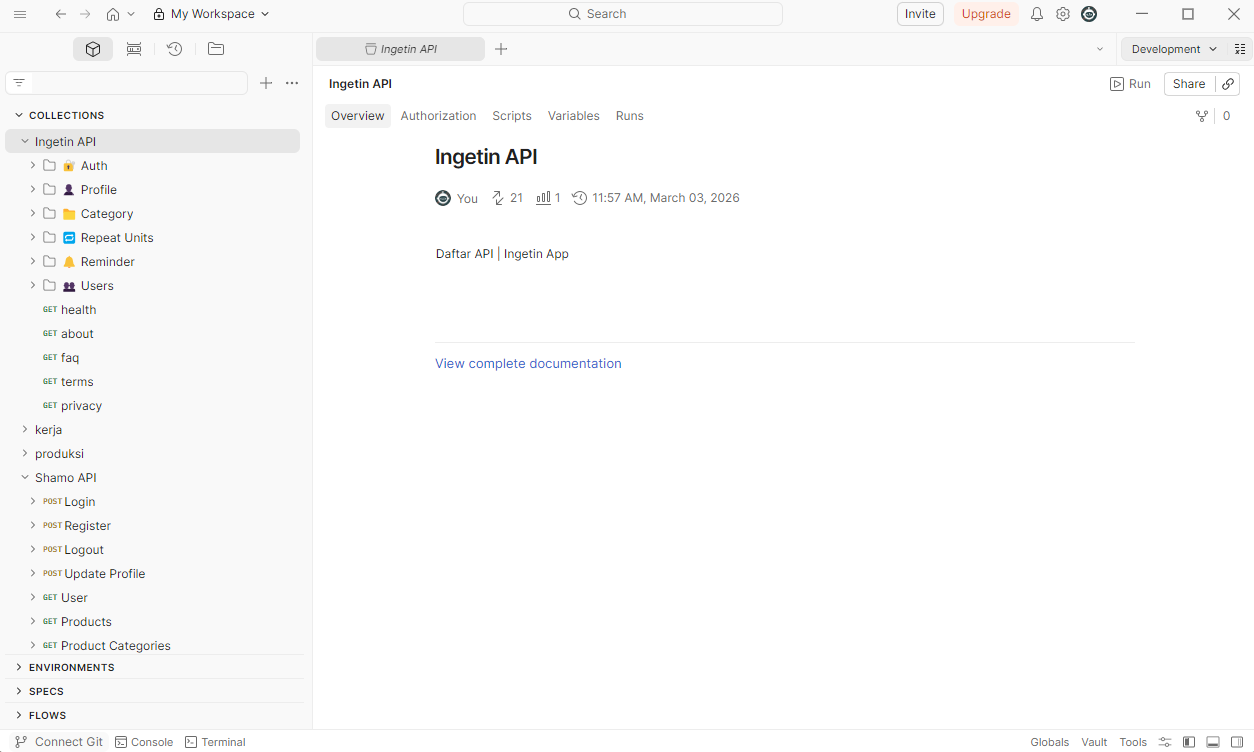RESTful API Gateway (Ingetin) preview